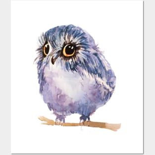 Watercolor Derpy Owl Posters and Art